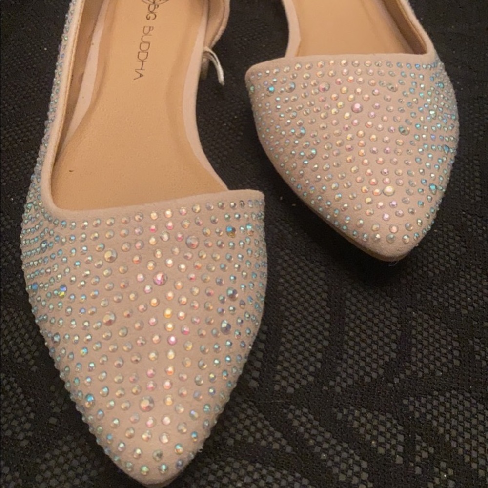 Big Buddha Classic light pink flats with gems